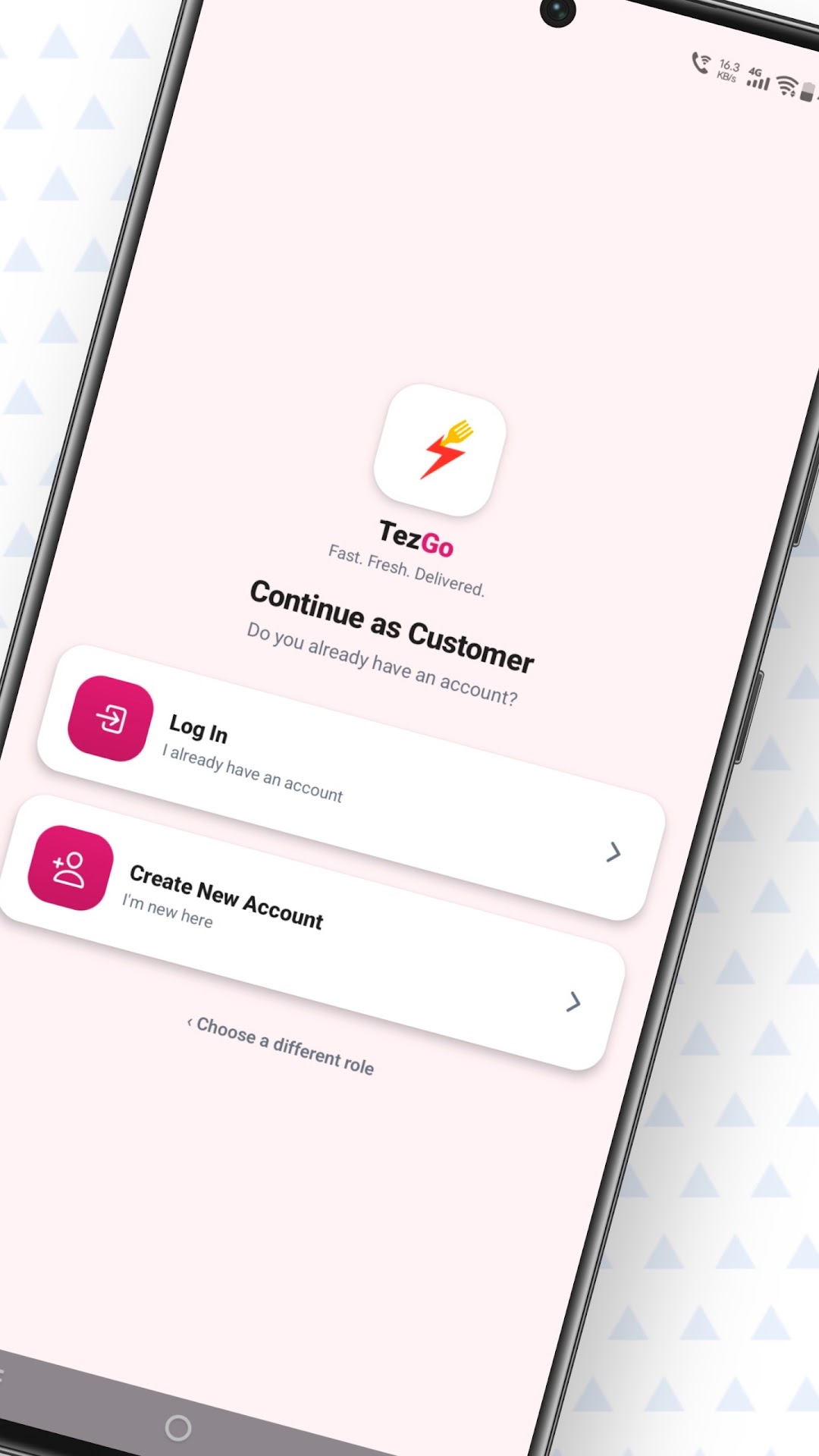 Official TezGo Google Play screenshot showing customer login and account creation
